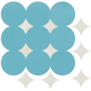 Mosaic House Moroccan tile Soho L 13-1 Light Turquoise White  zellige, mosaic, zellij, field, pattern, glaze, simple, modern, circles 